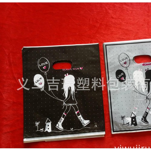 **卡通服装塑料袋礼品袋包装袋男女款时尚服装衣服店手提袋子图1