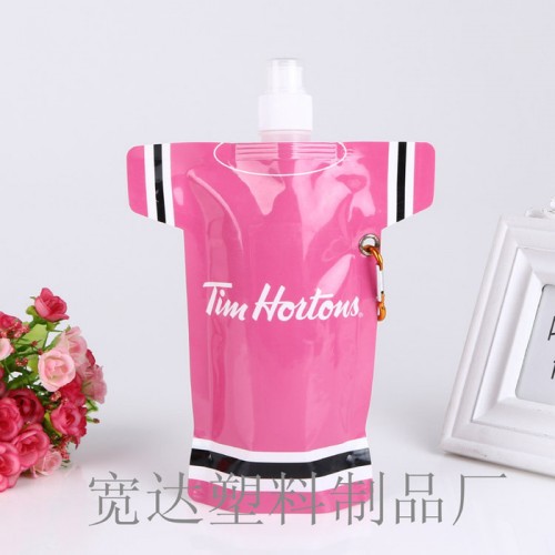 直销衣服型水袋户外运动水袋pe塑料卡通折叠水袋500ml装图1