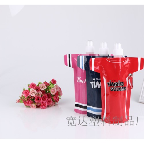 直销衣服型水袋户外运动水袋pe塑料卡通折叠水袋500ml装图2