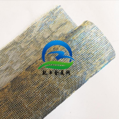 乾卓金属网 夹丝玻璃铜丝网 图案织物壁布 艺术金沙丝网 提花金属布 丝绣夹层网布图3
