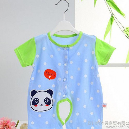 婴儿衣服 宝宝夏季短袖连身体爬服 薄款卡通印花连体哈衣短爬行图3