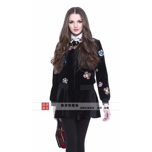 欧时力秋冬装加棉中长款西装领宽松茧型羊毛呢子大衣女外套图2