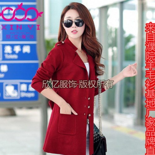2016春装新款韩版修身女式西装领时尚气质中长款外套大衣潮女图2