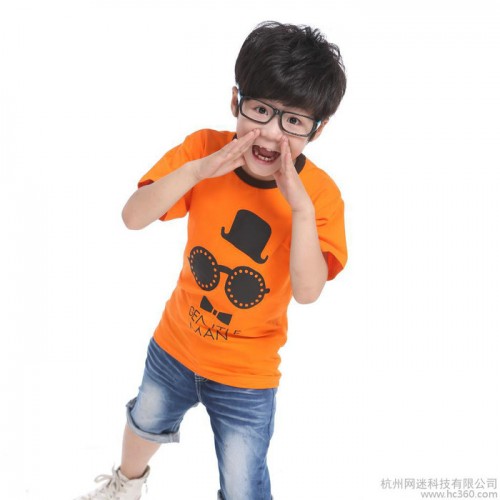 供应夏季童装清仓简约外贸童装原单纯棉圆领短袖t恤童装图1