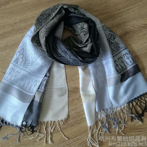 复古腰果提花围巾图5