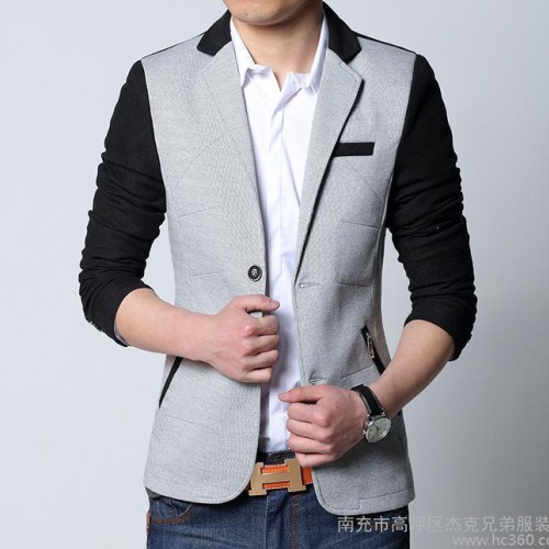 秋款小西装男韩版潮流男装西装外套修身男士青年小西服图1