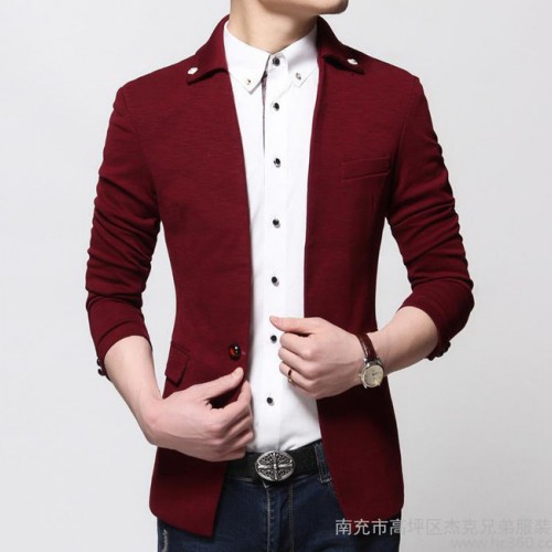 2015春秋新款男式韩版时尚修身小西装 男款纯色西服外套图3
