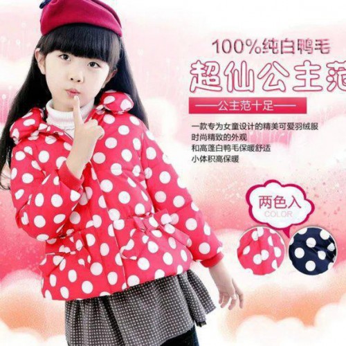 童装波点儿童羽绒 糖果色时尚童装羽绒服 羽绒服品牌尾货清仓图1