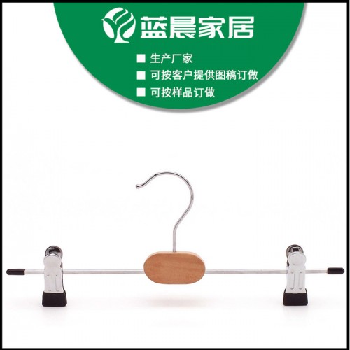 **防滑裤架晾晒裤夹 批发创意裤子架防滑木扁头衣架图3