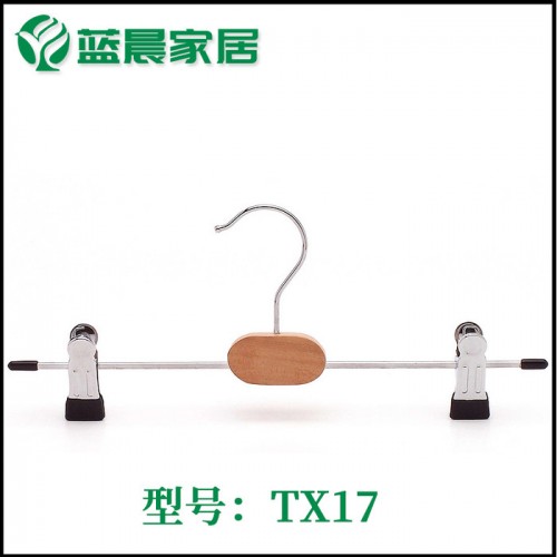 **防滑裤架晾晒裤夹 批发创意裤子架防滑木扁头衣架图2