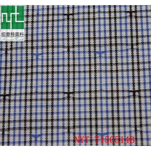 纽意特棉弹丝光细格梭织提花休闲衬衫面料厂家定制 棉弹细格梭织大提花图1