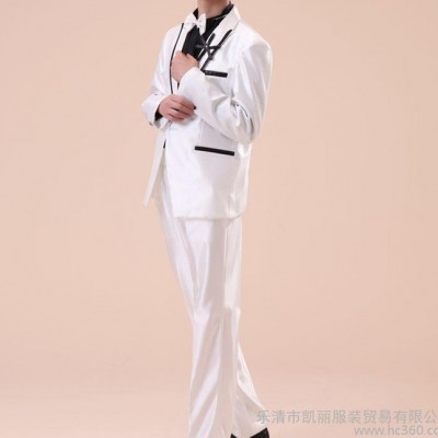 新款男正装韩版男士西服套装修身男式西装男白色新郎结婚礼服