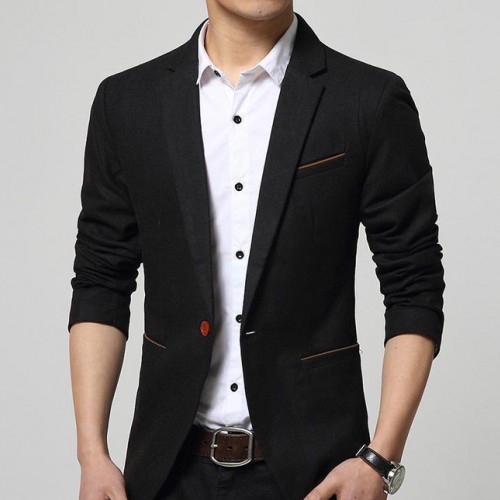 价格优休闲西服单排一粒扣蓝色西服XL成人修身型小西装男图3