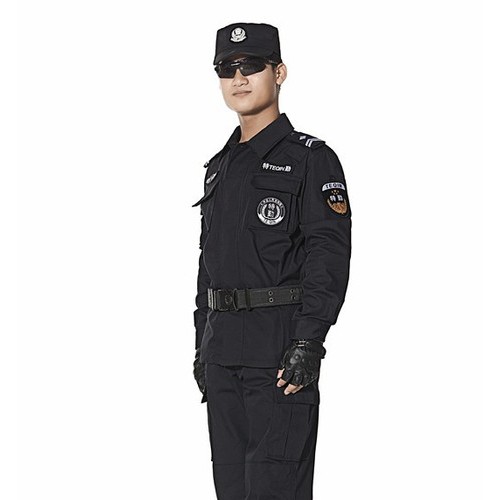 保安服 河南乔森 99式作训服 春秋冬季 藏青黑特训服QS50 透气短袖作训服套装 棉料 上衣+裤子图7