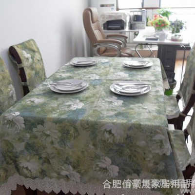 【合肥佰豪晟** 绿色金线提花 桌布台布 餐椅套 盖布