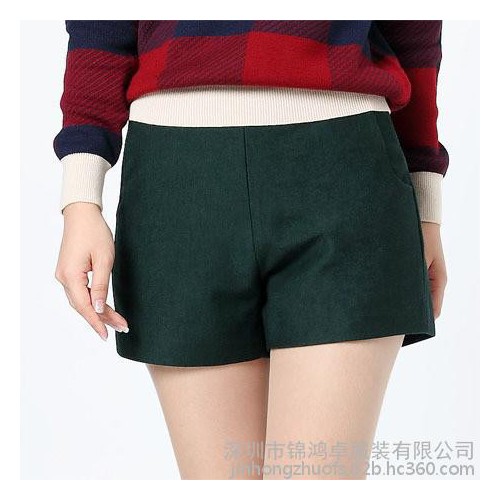 厂家直供2015秋冬毛呢短裤女休闲裤韩版修身女靴裤品质呢子短裤女裤子批发图4