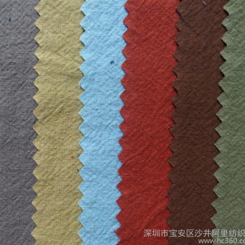 新品 现货全棉洗水皱布面料 仿亚麻棉布 男女童装裤子面料 夏图1