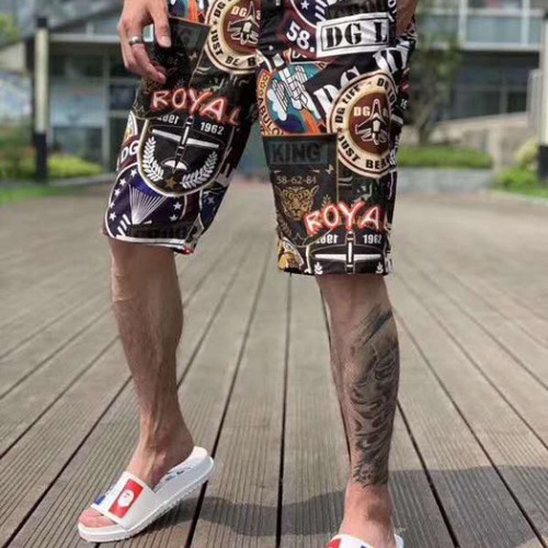 2019夏季潮款短裤欧洲站时尚印花五分裤速干运动沙滩裤宽松潮流裤子批发图3