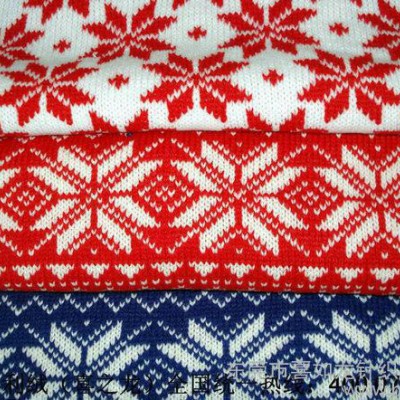 1*1罗纹，提花，全晴，纯棉布，圣诞提花毛线针织布