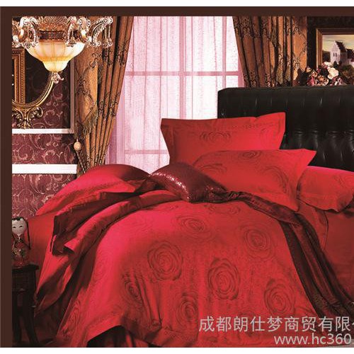 香居坊品牌家纺婚庆床品大提花四件套批发 喜庆床上用品套件图3