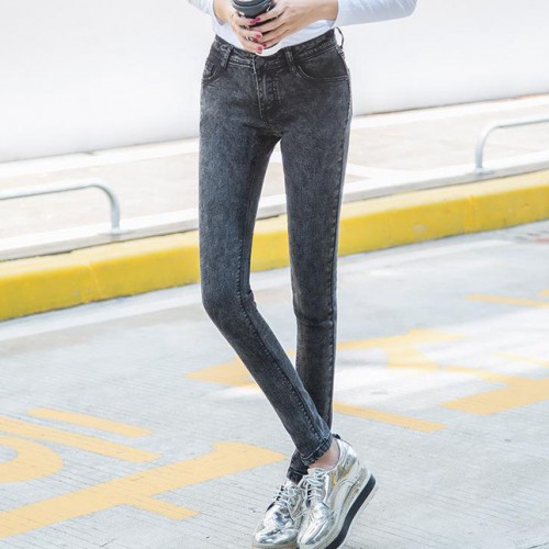 高腰牛仔裤女小脚长牛子裤子韩版显瘦春秋装新款弹力修身铅笔裤图3