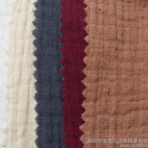 2015新品女装童装面料 全棉双层皱布 绉布面料 提花格皱布图3