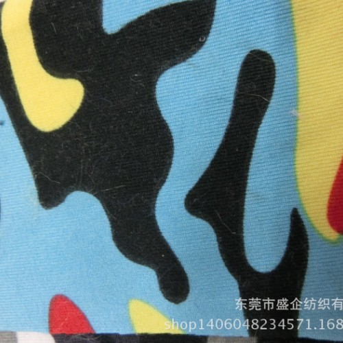 SQ014#  直销丝光绒印花，迷彩花纹，经编布印花 童装面图2