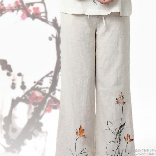 木棉道休闲女式宽筒长裤 中腰女裤 居家中老年女装裤子批发18221图3