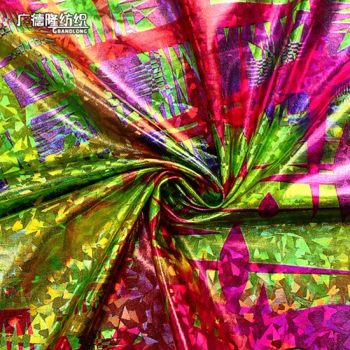 春夏广德隆纺织抽象彩色花朵烫金变色面料舞台服上衣半裙裤子头饰 春夏季图4