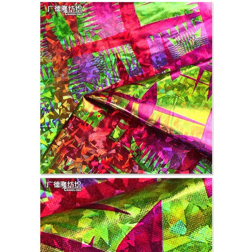 春夏广德隆纺织抽象彩色花朵烫金变色面料舞台服上衣半裙裤子头饰 春夏季图6
