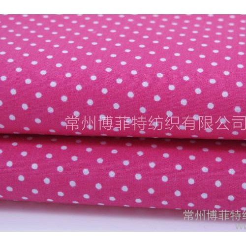 全纯棉色织粉红底白圆点印花春秋男女衬衫裙子裤子布服装面料图3