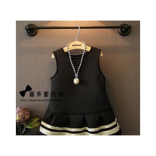 美美鸭童装一件代发2014秋季新品女童潮妞蓬蓬皱褶背心裙免费图1