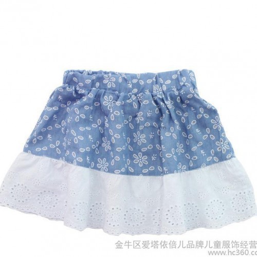 逗卡宝仔童装女童休闲短裙2015夏装新款儿童牛仔花边裙半身裙图2