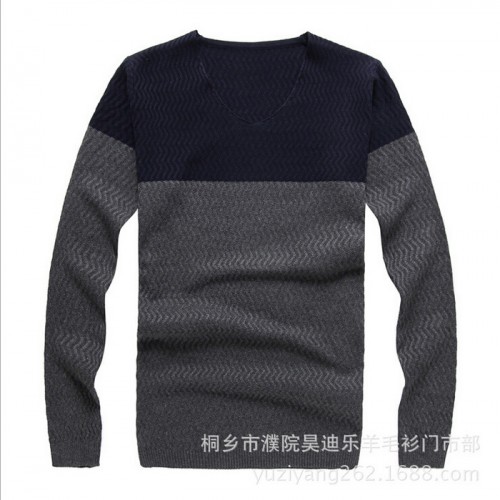 秋冬新款 修身 提花 圆领 英伦休闲青年男羊毛衫 厂家现货图2