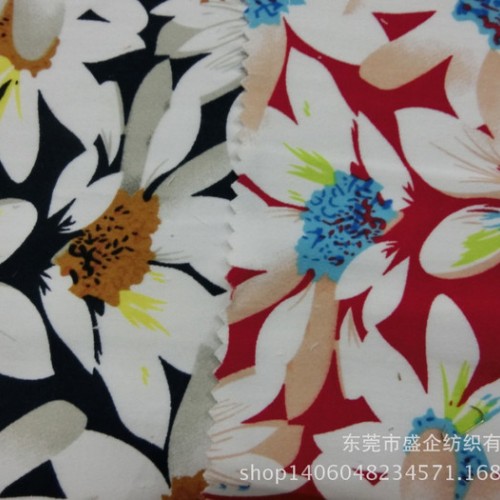 SQ159#直销新款全棉女装弹力菊花印花面料 裤子 裙装爆款图1