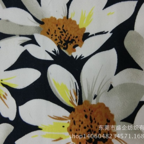 SQ159#直销新款全棉女装弹力菊花印花面料 裤子 裙装爆款图2