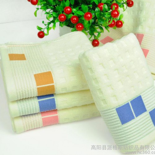 纯棉32股方块提花商场超市礼品毛巾 直销 定制logo图2