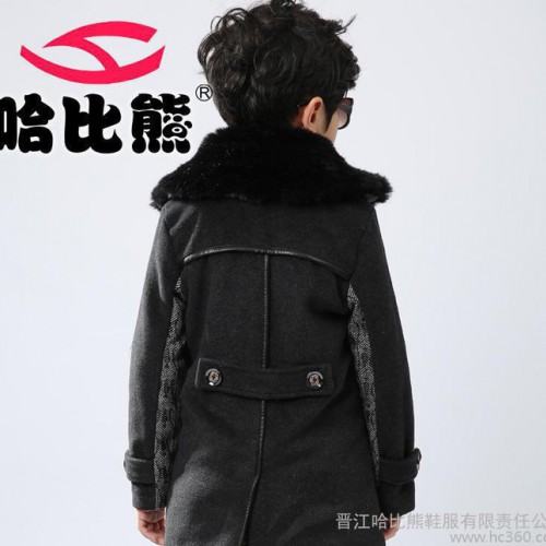 哈比熊童装 2014年冬季新款男童呢子大衣时尚外套保暖舒适图3