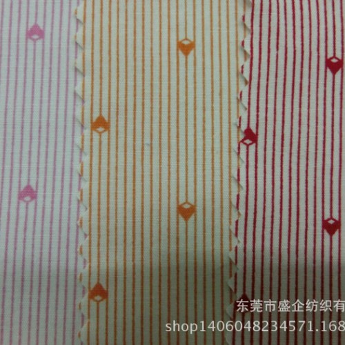 SQ019#  现货直销全棉条纹布 印花布 条纹印花童装时装图1