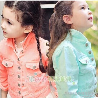女童2014春装新品韩国童装百搭时尚经典铆钉糖果色夹克外套上衣
