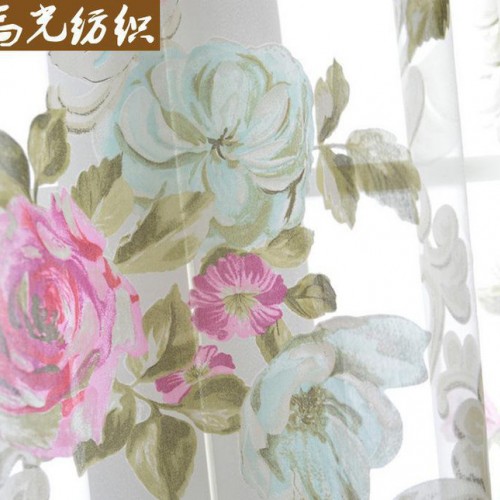 提花印花欧式田园客厅卧室时尚窗帘定制 宽幅印花窗帘布料图1
