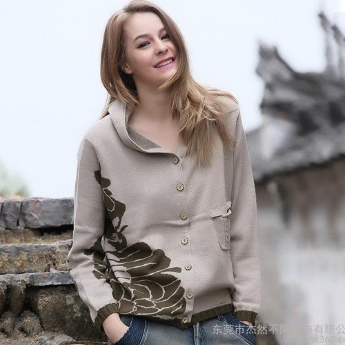 杰然不同2015秋装新款森林系提花开衫 纯棉大码女装时尚妈妈图2