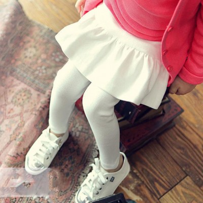 韩国童装女童2015新款纯棉假两件弹力紧身打底裙裤微信代理P