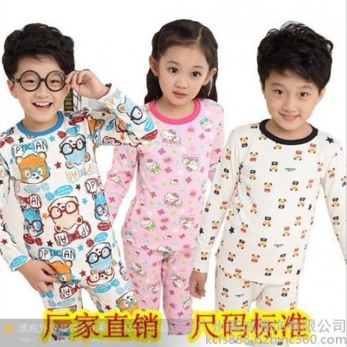广州十三行秋冬季童装批发中小童纯棉长袖保暖内衣批发云南新款男童女童加绒保暖内衣套装批发图4