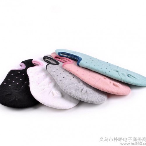 清爽舒适浅口隐形船袜 女 夏季低帮短袜 小点点提花女袜 纯棉图3