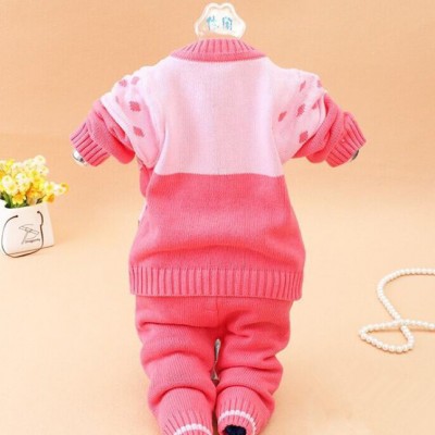 婴佳宜2015新款童装 小口袋 宝宝针织衫两件套 童套装