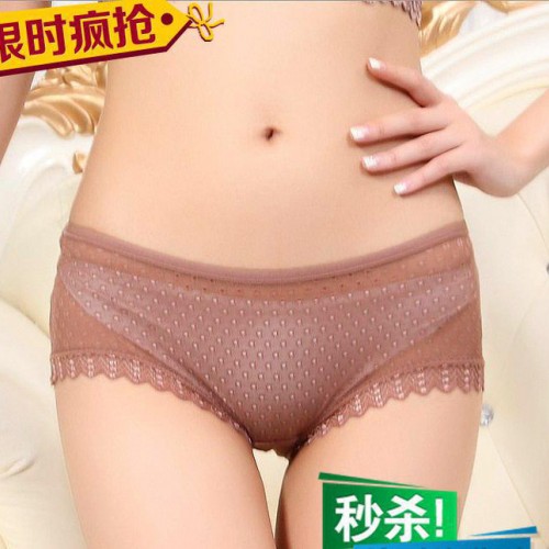 低腰情趣性感内裤缕空蕾丝冰丝提花带蝴蝶结女士内裤图2