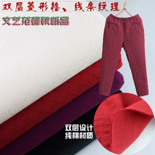 广州松棉双层棉布提花多色纯棉全棉面料现货批发图2