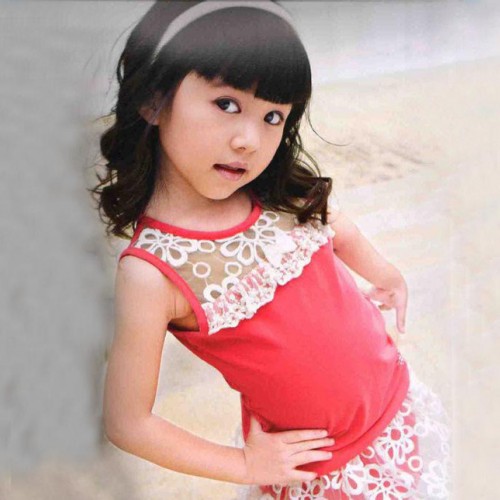 2015新款品牌尼可尼淇女童装 韩版夏季园领绣花 纯棉无袖T