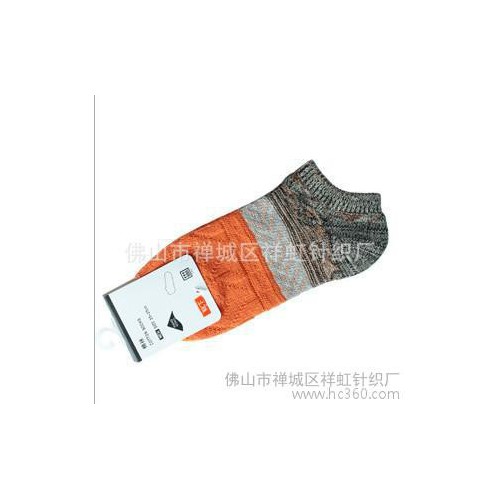 供应【民族风/全棉粗针袜】 拼色提花  糖果色船袜 男女款式四季均可图2